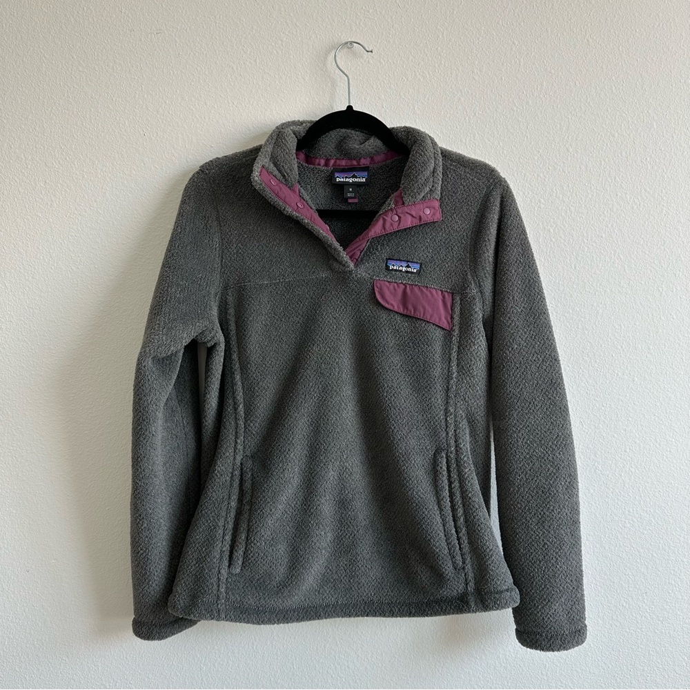 Patagonia‎ Re-Tool Snap Pullover Womens Medium Gray Polartec Outdoors Hiking